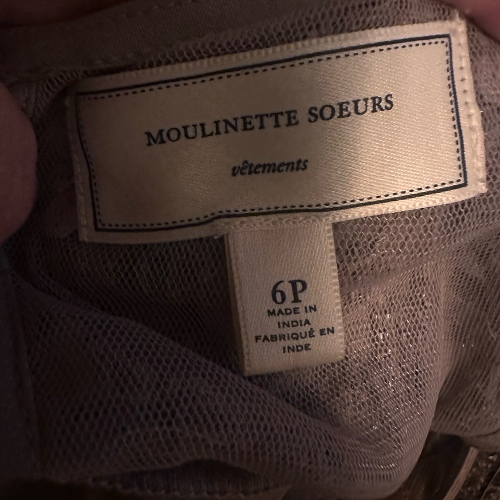 Moulinette Soeurs Anthropologie Dress Beaded Sequins Rhinestones Size 6P Taupe - Picture 6 of 8